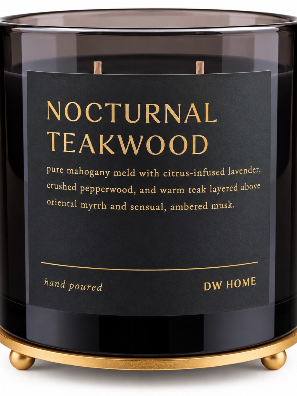 DW Home Nocturnal Teakwood Candle — Black and Gold